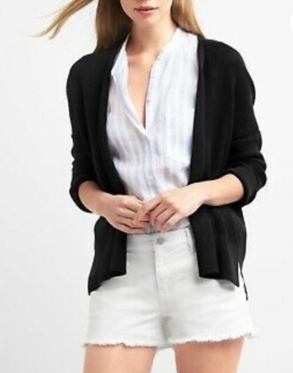 ❣️5/$25 Gap Black V Back Cardigan Sweater Large Casual Open Front Minimalist